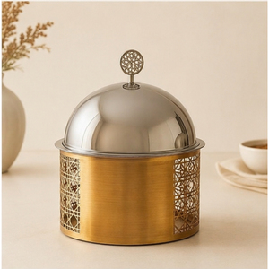 Olla de Acero Inoxidable Chapada en Oro con Tapa de Cúpula, Calentador de Alimentos Aislado para Bodas, Fiestas, Hoteles y Servicios de Catering - Product Image 3