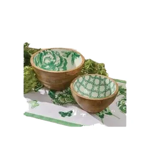 Bol en bois émaillé artisanal pour la décoration de la maison et la salle à manger, bol de service décoratif haut de gamme avec finition brillante - Product Image 1