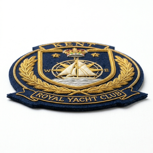 Private Label Hand Embroidered Bullion Badge Custom Yacht Club Crest Gold Wire Nautical Blazer Patch Sailing Emblem Bulk - Product Image 5