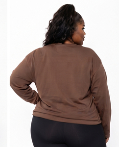 Wholesale Women Fitness T-Shirt Plus Size Long Sleeve Tee Ladies Crew Neck Workout Tee Oversized Boxy Tee Embroidered T-Shirt - Product Image 4