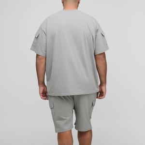 Conjunto de Camiseta y Pantalones Cortos para Hombre, Corte Regular, Personalizable, de Lona, Poliéster/Algodón, Secado Rápido, Transpirable - Product Image 3
