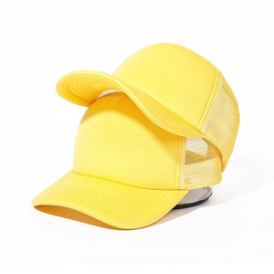 Casquette de camionneur jaune unie avec dos en maille, réglable, légère, pour l'été et les activités de plein air, casquette de baseball personnalisable avec logo - Product Image 1