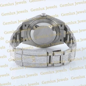 Luxury Wear Fully Iced Out D VVS Moissanite Diamond Roman Dial Auto Date Pass Diamond Tester Stainless Steel Diamond <b>Watch</b> - Product Image 6