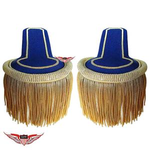 Epaulettes Azules Trenzados Vintage Ecológicos KEW con Flecos Dorados, Tamaño/Color/Material Personalizables, Diseño Elegante y Duradero - Product Image 1