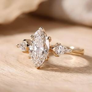 Bague de fiançailles en or massif plaqué 10K, 14K, 18K, diamant de laboratoire certifié IGI, taille marquise VVS, 1,50 ct, couleur E, pour femme - Product Image 3