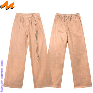 Women's Trousers Loose Fit Casual Party Drawstring Solid Color Wide Leg Summer Washable Mid Waist Full Length Cotton Blend - Product Image 3