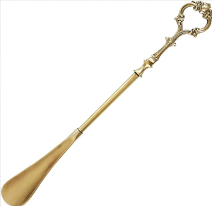 Decorative Brass Shoe Horn Smooth Edge Premium Material Footwear <b>Helper</b> For Easy Wearing Shoes Quickly - Product Image 3