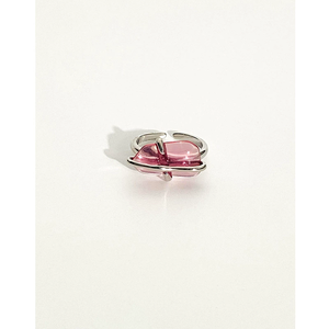 Anillo de Piedra Preciosa de Jade Rosa Transparente de Estilo Vintage de Lujo para Mujer - Product Image 1