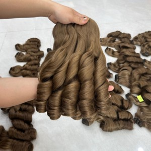 Extensiones de Cabello Humano Vietnamita Virgen, Doble Trama, Súper Doble Estirado, Color Marrón Miel, Rizos Funmi Voluminosos, para Tejido y Pelucas - Product Image 3