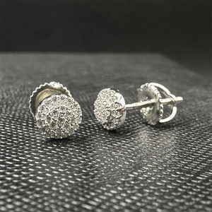 Pendientes de Plata de Ley 925 con Moissanita Circular, Alta Calidad, Corte Redondo VVS, Diamante de Laboratorio, Unisex, Estilo Hip Hop, Joyería Fina - Product Image 4