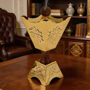 เตาเผากำยานแบบอาหรับ รุ่นโมเดิร์น สีเงินและสีทอง พร้อมฐานลายกิ่งไม้ประดับตกแต่งอย่างหรูหรา ให้กลิ่นหอมสำหรับบ้าน - Product Image 5