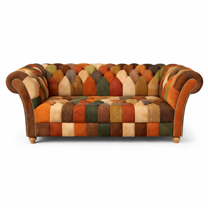 Canapé Chesterfield 3 places, d'inspiration vintage, revêtement en cuir, détails boutonnés profonds, structure durable, idéal pour la décoration du salon - Product Image 1