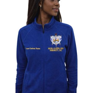 <b>Women</b> Sorority Shield <b>Fleece</b> <b>Jacket</b> SGRho <b>Warm</b> Full Zip Outerwear Soft Casual Embroidered Style Ladies Winter <b>Fleece</b> Coat - Product Image 2