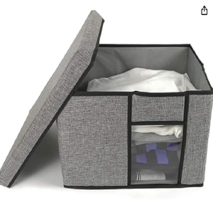 <b>Collapsible</b> Closet <b>Storage</b> Cube Luggage & Travel Bags Box with Lid and Handles for Bedroom Shelf Wardrobe Organization - Product Image 1