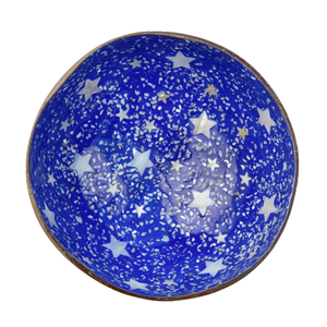 ชามเปลือกมะพร้าวตกแต่งสีตามสั่ง งานฝีมือช่างฝีมือ ชามเปลือกมะพร้าวลายดาวฝังเปลือกหอยมุก - Product Image 1