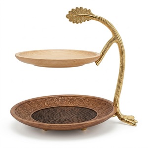 Soporte de lujo rústico para pasteles y queso con base de asta de ciervo, bandeja redonda de madera maciza con base artesanal de asta de ciervo de aluminio - Product Image 3