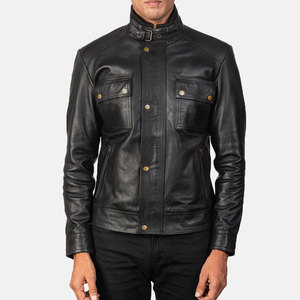 Men's Coated Genuine <b>Leather</b> <b>Jacket</b> Stand Collar Custom OEM Service Breathable Moto Biker Style Digital Printed <b>Suede</b> Fashion - Product Image 6