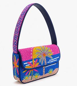 Bolso de mano artesanal, duradero y ligero, con cuentas de vidrio y diseño de palmera tropical, para mujer, moda de verano para la playa, OEM, ODM, venta al por mayor - Product Image 3