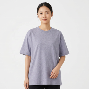 เสื้อยืดแขนสั้นผู้ชายทรงโอเวอร์ไซส์ สีเทาล้วน ผ้าคอตตอนเจอร์ซีย์ คอกลม ทรงลำลอง - Product Image 3