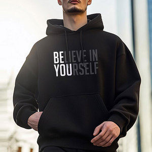 Sweat à capuche streetwear d'hiver de haute qualité, en molleton bouclette épais, coupe classique, uni, broderie personnalisée, doublé, écologique - Product Image 5