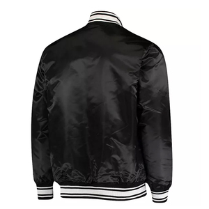 Veste en satin noir pour homme, couleur unie, doublure en satin, col rabattu, coupe classique, fermeture à boutons simple, style décontracté - Product Image 5