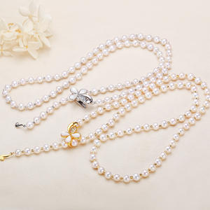 Collier long en perles d'eau douce pour femme Zhuji, boucle de fleur, décoration de cou, collier en perles véritable, chaîne de clavicule pour l'automne et l'hiver - Product Image 4