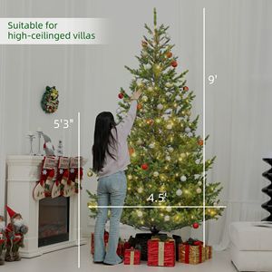 "9ft Artificial Christmas <b>Tree</b> W/ <b>LED</b> Lights & Stand Sparse Cedar 4306 Tips for Home Office Holidays" - Product Image 3