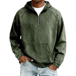 Sweat-shirt à capuche zippé pour homme, coupe classique, couleur unie, avec poches, style streetwear, écoresponsable, décontracté, pour l'automne - Product Image 6