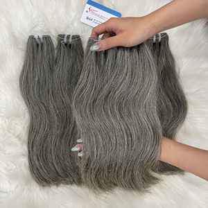 Extensiones de cabello natural color gris, las más vendidas, cabello liso y rizado natural, listas para enviar, cabello vietnamita virgen. - Product Image 5
