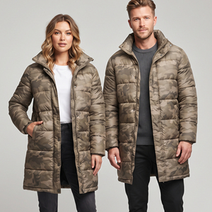<b>Camouflage</b> Bubble Chest Pocket Puffer Long Jacket Women Warm Up Knitted Long Down <b>Camouflage</b> Jackets Ladies - Product Image 6