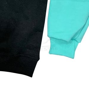 Sudadera Color Block Verde Azulado y Negro con Cierre de Cremallera, Sudadera Deportiva Holgada de Gran Tamaño para Hombre, Sudadera de Cuello Alto de Moda para Invierno - Product Image 3