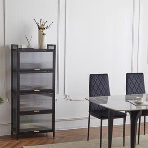 Multifunctional 5-Layer <b>Kitchen</b> <b>Storage</b> Cabinet with Door Bread Rack & Microwave Rack Pantry Organizer - Product Image 2