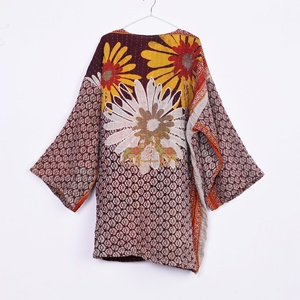 Kimono Kantha de algodón vintage hecho a mano abrigo tradicional diseño kantha de algodón kimono ropa de mujer - Product Image 3