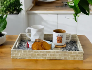 Bandeja Rectangular Elegante para Servir Café PERFECT ENTERPRISES con Incrustaciones de Madreperla y Lacado - Product Image 4