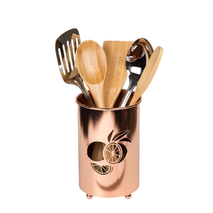 Juego de dos portacubiertos de acero inoxidable con acabado plateado, organizador de cubiertos para encimera, soporte para utensilios. - Product Image 5