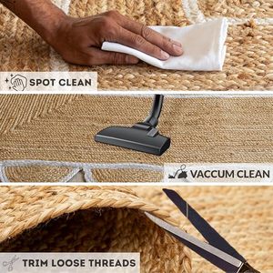 Alfombra de Yute Natural Hecha a Mano, Alfombra de Yute Trenzada Hecha a Mano, Alfombra de Yute Personalizada, Kilim, Alfombra de Cáñamo Natural con Diseño Floral, Decoración para el Hogar y Hoteles - Product Image 6