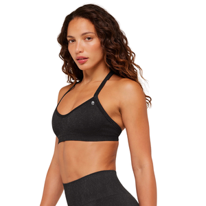 Soutien-gorge de sport personnalisé pour femme, gris anthracite, col halter, en nylon et élasthanne, haut de yoga respirant pour la gym et l'entraînement - Product Image 4