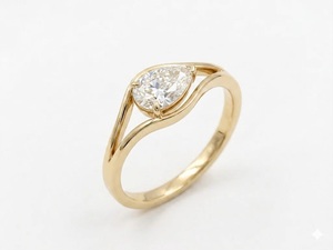 แหวนหมั้นเพชรทรงหยดน้ำ 1.25 กะรัต ทองคำขาว 14K ดีไซน์แหวนแยกส่วน ประดับเพชรทรงหยดน้ำเพาะเลี้ยงในห้องปฏิบัติการ ของขวัญเครื่องประดับแต่งงานสุดพิเศษ - Product Image 2