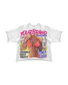 T-shirt court léger et écologique pour femme, imprimé estival, coupe décontractée, col rond, 100 % coton jersey, vente en gros - Product Image 1