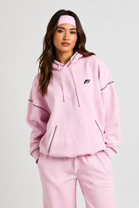 Ensemble sweat à capuche et pantalon large pour femme, avec passepoil contrastant, style décontracté streetwear, deux pièces, vente en gros - Product Image 3