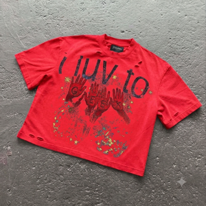 Camiseta Gráfica Oversize Vintage Lavada Personalizada para Hombre, 100% Algodón, Estilo Urbano Desgastado, Corte Holgado, Tejido Pesado con Lavado Ácido - Product Image 3