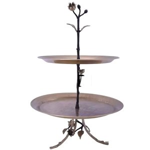 Support à gâteau à deux niveaux en acier inoxydable avec poignée annulaire pour servir des desserts et une tour de cupcakes, idéal pour les mariages et les anniversaires - Product Image 5