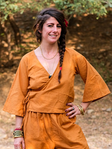 Túnica Kimono de Algodón Hecha a Mano con Mangas Anchas y Aberturas Laterales, Blusa Boho con Cuello en V, Ecológica y Transpirable para Mujer - Product Image 4