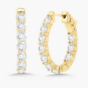 Lab Grown Diamond Huggie <b>Hoop</b> <b>Earrings</b> Prong Set Classic Style Fine Jewelry Bulk Order Custom 14k 18k <b>Solid</b> Gold Wholesale - Product Image 3