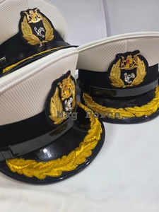 Premium Custom Embroidered Outdoor Cap Gold Metallic Badge Decorative Laurel Embroidery Adjustable Formal Uniform Hat 100% Wool - Product Image 3