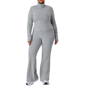 Conjunto Deportivo para Mujer Talla Grande, Pantalones de Yoga, Ropa Deportiva, Chaqueta de Manga Larga, Conjuntos de Fitness para Gimnasio - Product Image 2