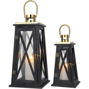 Ensemble de 3 lanternes à bougies en métal bronze vintage, lanternes suspendues en verre marocaines pour la décoration de mariage, de jardin et de maison - Product Image 4