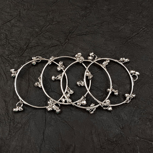 Juego de 8 brazaletes de Cachemira, chapados en plata, estilo étnico tradicional para mujer, combinación de tallas 2.4, 2.6, 2.8 y 2.10 - Product Image 2