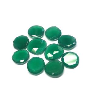 Lot de 10 pierres précieuses en onyx vert naturel taillées en rose, polies, en vrac, pour la fabrication de bijoux, vente en gros - Product Image 5