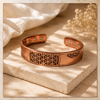 Pulsera Magnética de Cobre Trenzado para Control de la Presión Arterial, Diseño Geométrico Hecho a Mano, Estilo Moderno y Antiguo, Unisex, 99.9% Puro
